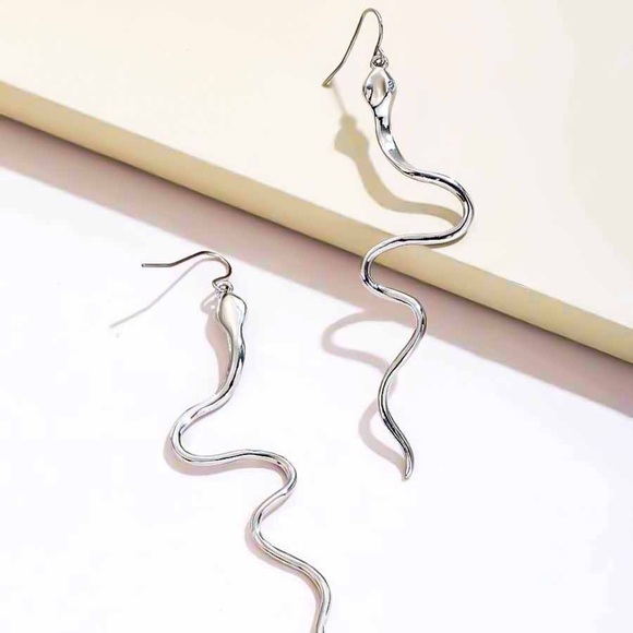 Any 2/$20! Silver Slithering Serpent Drop Earrings - Picture 3 of 6